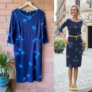 Boden Bird Jessie Jersey Day Dress (J0031) | 10R